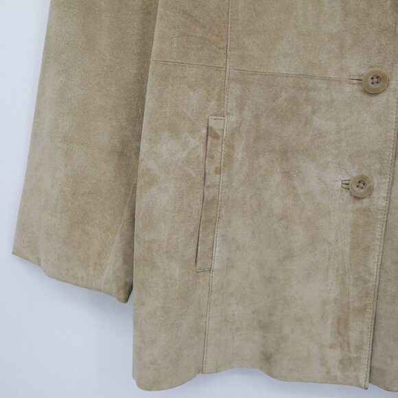 Croft & Barrow Suede Jacket Women XL Beige Formal Boho Career Tailored Classic - Picture 10 of 16